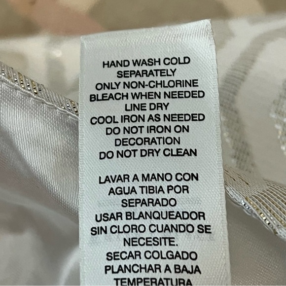 WHBM White Metallic Jacquard Shift Mini Dress Jewel Embellished Neckline size 8 - Picture 13 of 13